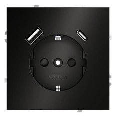 Изображение Розетка USB А+С с заземлением и шторками Voltum S70 Metal, антрацит (механизм + накладка)